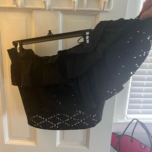 Zara one shoulder ruffle black top